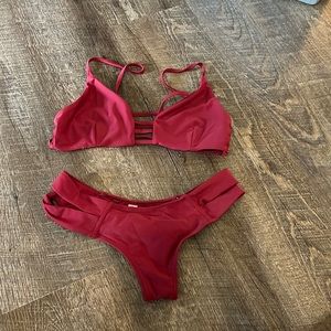 Burgundy Zaful Cutout Bikini